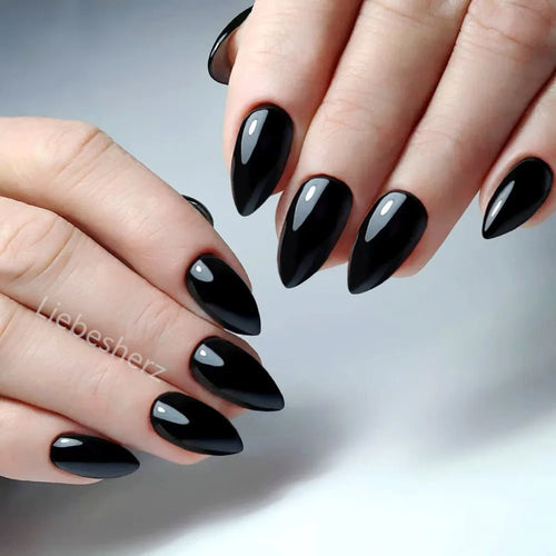  Shiny Wine Red Press-On Stiletto Nails cashymart