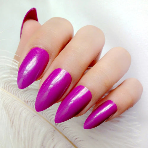  Shiny Wine Red Press-On Stiletto Nails cashymart