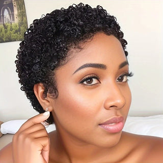  Short Afro Curly Human Hair Wig cashymart