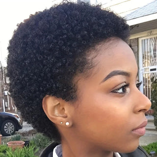  Short Afro Curly Human Hair Wig cashymart