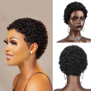  Short Afro Curly Human Hair Wig cashymart