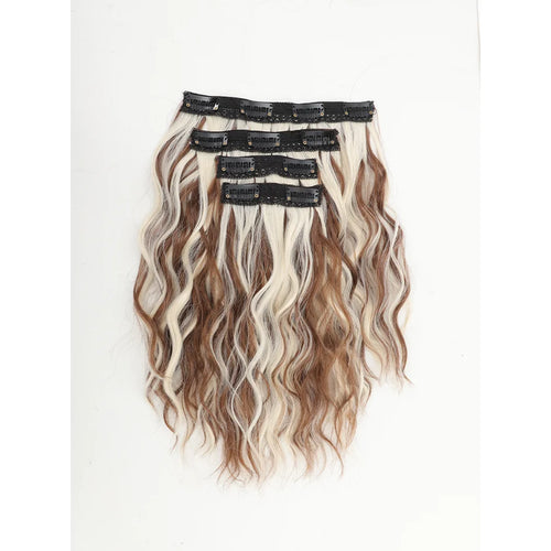  Short Honey Gold Wavy Hair Extensions Set cashymart