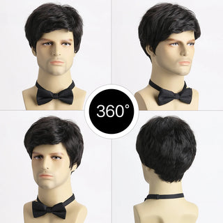  Short Natural Curly Hair Wig for Men cashymart