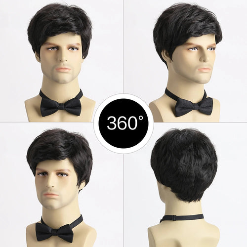  Short Natural Curly Hair Wig for Men cashymart