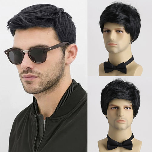  Short Natural Curly Hair Wig for Men cashymart