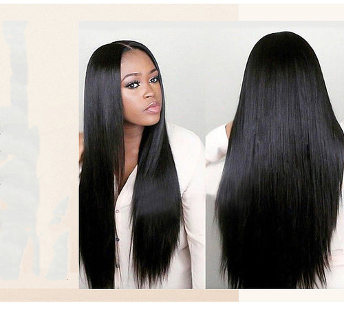  Split Black Long Straight Full Headgear Fashion Wig cashymart