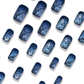  Spooky Blue & Black Coffin Nails cashymart