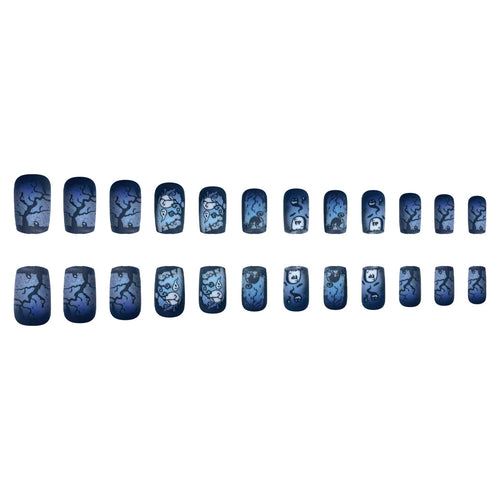  Spooky Blue & Black Coffin Nails cashymart