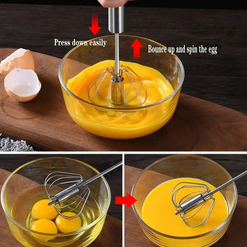  Stainless Steel Rotary Whisk with Wood Handle cashymart