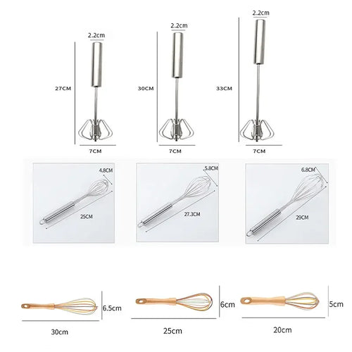  Stainless Steel Rotary Whisk with Wood Handle cashymart