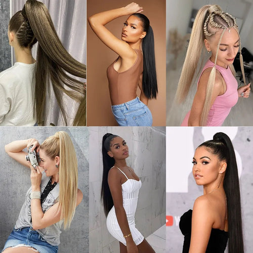  Straight Long Ponytail Extensions 24 Inch cashymart