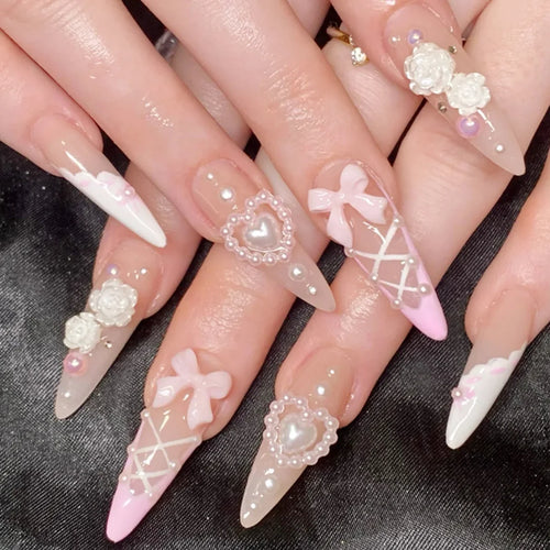  Stylish Almond Ballerina Press-On Nails cashymart