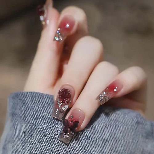  Stylish Butterfly Camellia Coffin Nails cashymart