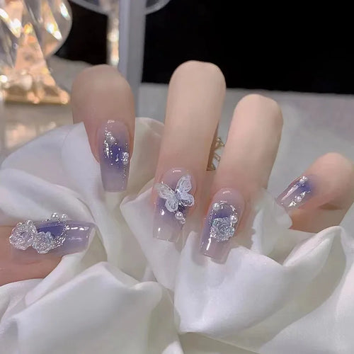  Stylish Butterfly Camellia Coffin Nails cashymart