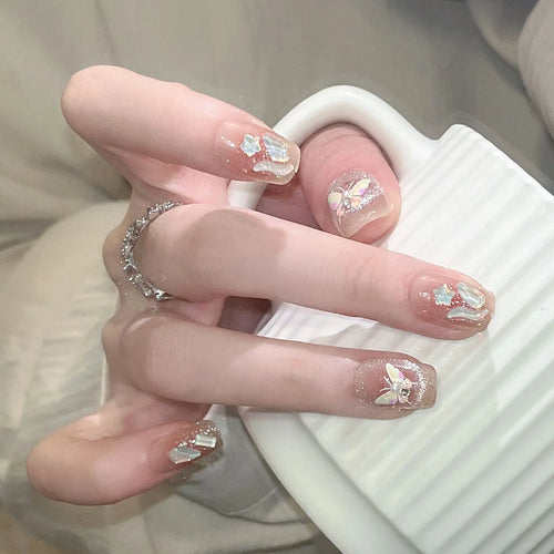  Stylish Butterfly Camellia Coffin Nails cashymart