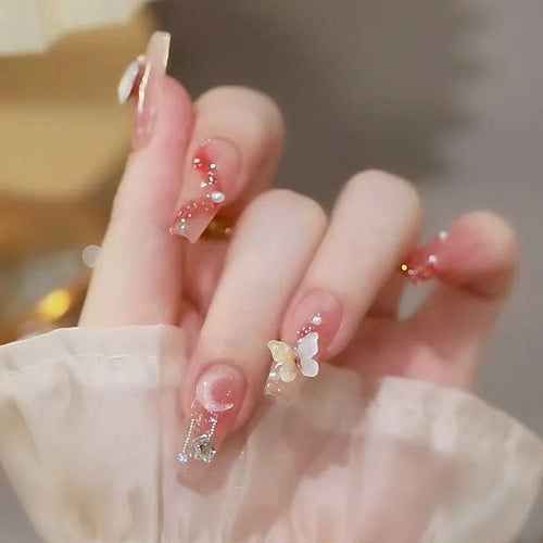  Stylish Butterfly Camellia Coffin Nails cashymart