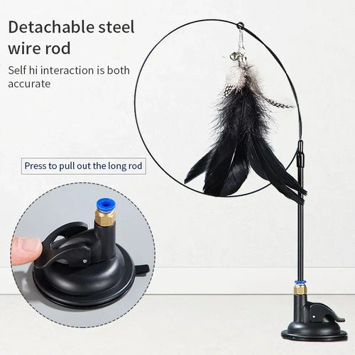  Suction Cup Interactive Feather Cat Teaser Wand cashymart