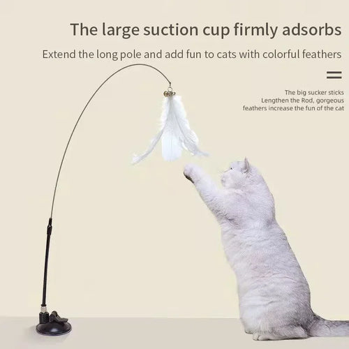  Suction Cup Interactive Feather Cat Teaser Wand cashymart