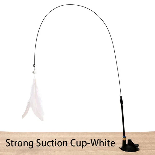  Suction Cup Interactive Feather Cat Teaser Wand cashymart