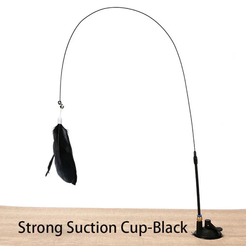  Suction Cup Interactive Feather Cat Teaser Wand cashymart