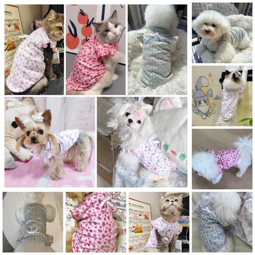  Summer Floral Dog Vest Cute Puppy T-Shirt cashymart