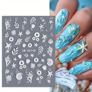  Summer Ocean Jellyfish Nail Stickers with Mermaid Designs cashymart