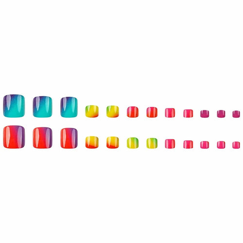  Summer Rainbow Press On Toe Nails 24pcs cashymart