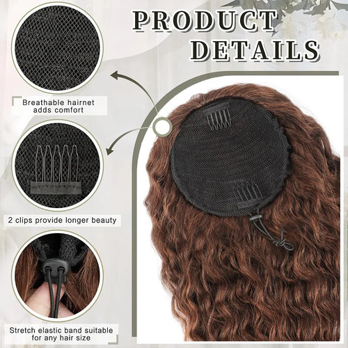  Synthetic 18 Inch Afro Curly Drawstring Ponytail Extension cashymart