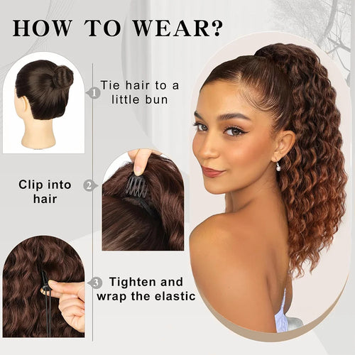  Synthetic 18 Inch Afro Curly Drawstring Ponytail Extension cashymart