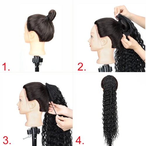  Synthetic 22 Inch Kinky Curly Ponytail Clip In cashymart
