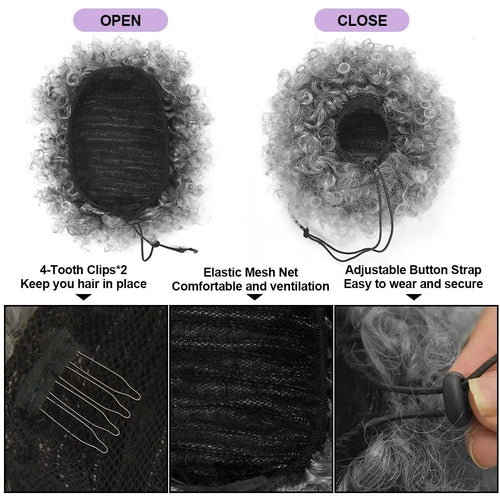  Synthetic Afro Puff Drawstring Ponytail Extension cashymart