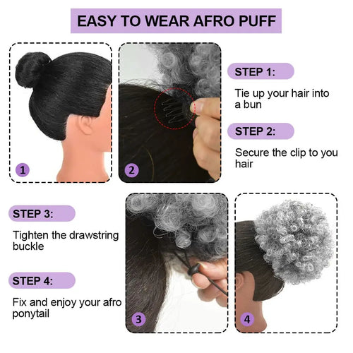  Synthetic Afro Puff Drawstring Ponytail Extension cashymart
