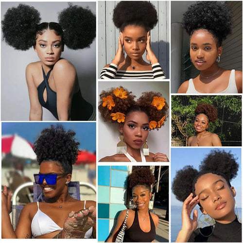  Synthetic Afro Puff Drawstring Ponytail Extension cashymart