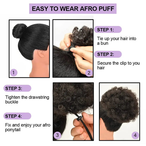  Synthetic Afro Puff Drawstring Ponytail Extension cashymart
