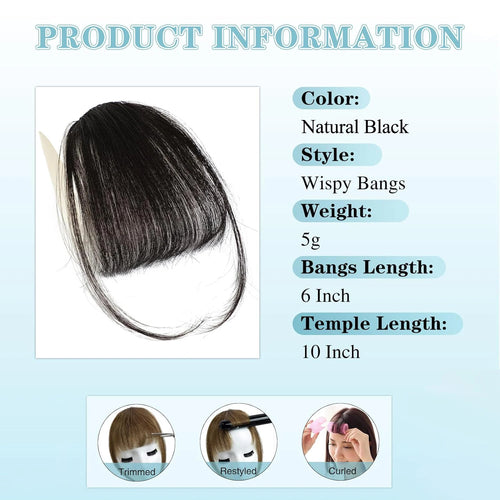 Synthetic Clip In Bangs Extensions Natural Black cashymart