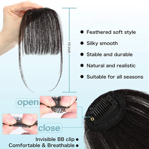  Synthetic Clip In Bangs Extensions Natural Black cashymart