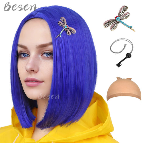  Synthetic Dark Blue Bob Wig for Cosplay cashymart