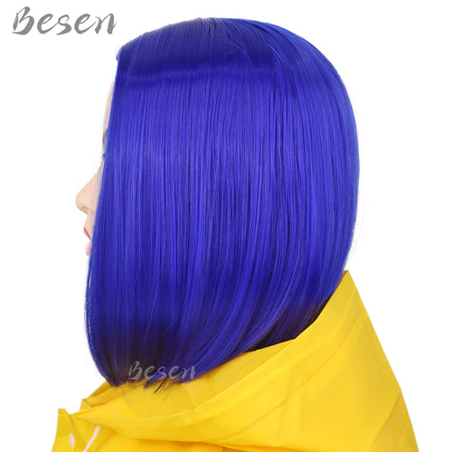  Synthetic Dark Blue Bob Wig for Cosplay cashymart