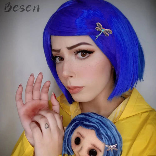  Synthetic Dark Blue Bob Wig for Cosplay cashymart