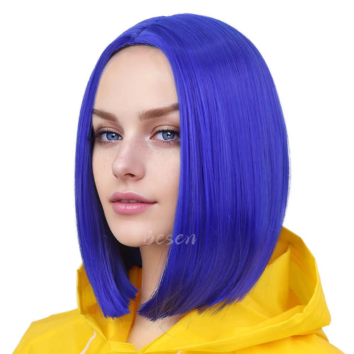  Synthetic Dark Blue Bob Wig for Cosplay cashymart