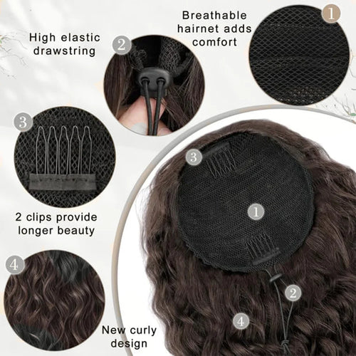  Synthetic Drawstring Ponytail Extension 18 Inch Afro Curly Fluffy Hairpiece cashymart