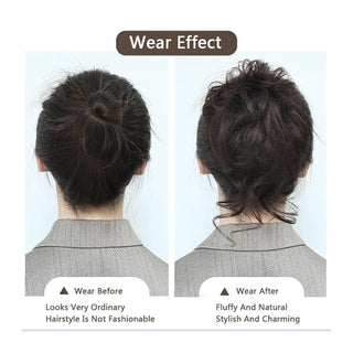  Synthetic Fashion Messy Curly Hair Buns Elastic Band for Women cashymart