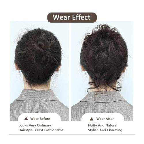  Synthetic Fashion Messy Curly Hair Buns Elastic Band for Women cashymart