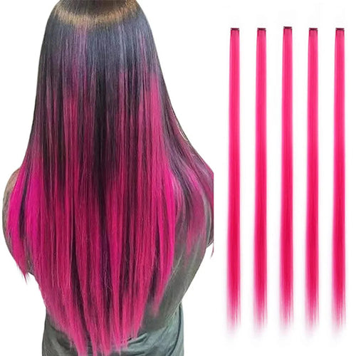  Synthetic Rainbow Hair Extensions Clips 5Pcs cashymart