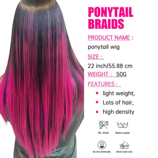  Synthetic Rainbow Hair Extensions Clips 5Pcs cashymart