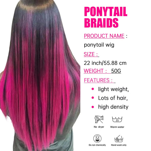  Synthetic Rainbow Hair Extensions Clips 5Pcs cashymart