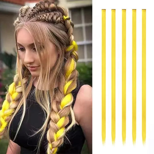  Synthetic Rainbow Hair Extensions Clips 5Pcs cashymart