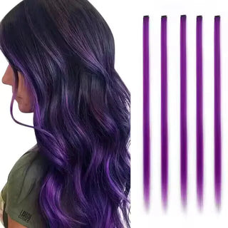  Synthetic Rainbow Hair Extensions Clips 5Pcs cashymart