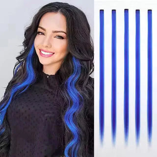  Synthetic Rainbow Hair Extensions Clips 5Pcs cashymart