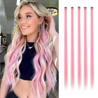  Synthetic Rainbow Hair Extensions Clips 5Pcs cashymart